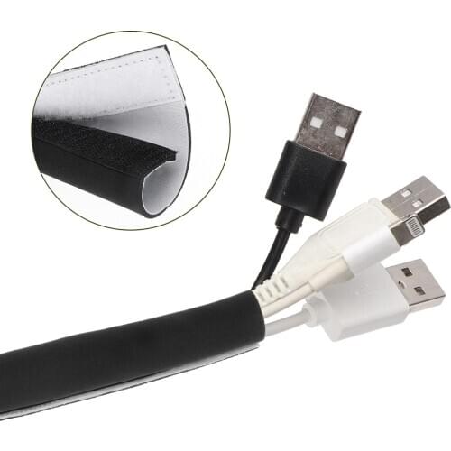 DIY Cable Management Sleeve Braided Sleeves Cords Organizer Wire Hider Protector Flexible Cuttable Neoprene for Office Computer