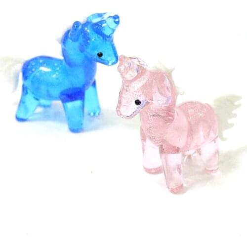 Handmade Glass Unicorn Miniature Figurines Silver Foil Craft Ornaments Cute Gifts For Kids Home Tabletop Decoration Collection