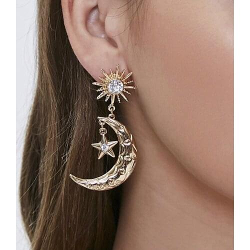 Street Shot Special for Star Moon Alloy Symmetrical Earrings Fashion Popular accessories Earrings