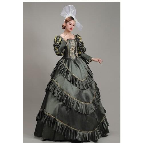 Vintage dark grey baroque embroidery ball gown dress Renaissance Gown queen dress Victorian/Marie Antoinette Belle