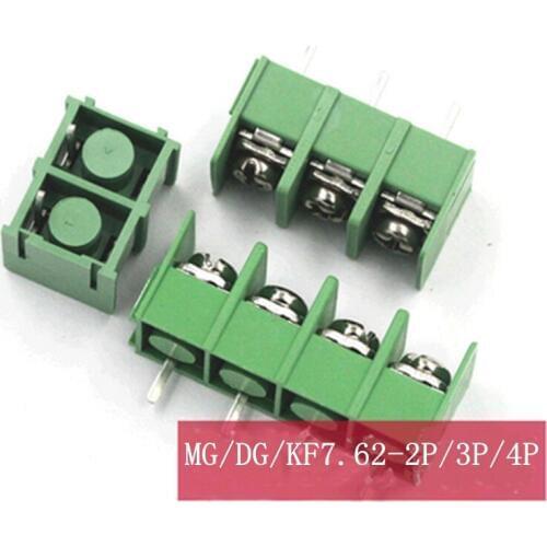 10pcs MG/KF7.62 terminal connector pin pitch 7.62 mm pitch screw connector PCB can be spliced green