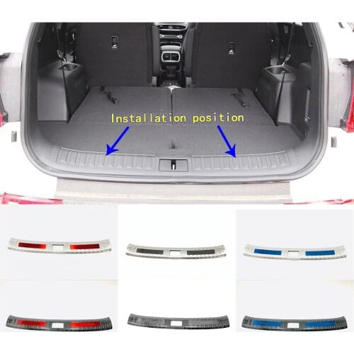 Car Inner Inside Rear Back Bumper Trim Stainless Steel Scuff Sill Trunk Plate Pedal 1pcs For Hyundai Santa Fe SantaFe 2019 2020
