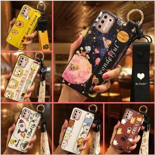Back Cover Cartoon Phone Case For MOTO G9 Plus Lanyard Phone Holder Soft Case Kickstand