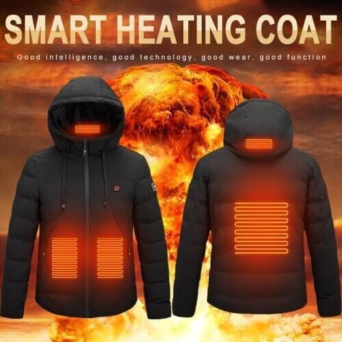 New Heated Vest Intelligent Ttemperature Control Heating Ski Suit USB Charging Electric Down Jackets 4 zone Heating Waistcoat