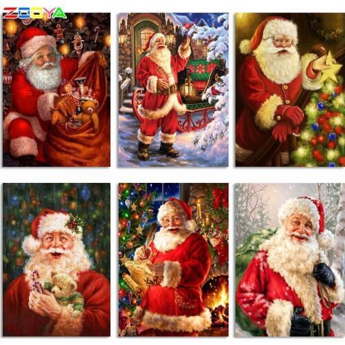 ZOOYA Diamond Painting Santa Claus Diamond Mosaic Winter Diamond Embroidery Christmas 5D DIY Full Square Cross Stitch Home Decor