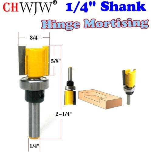 1pc 1/4" Shank Hinge Mortising Router Bit with Shank Bearing Woodworking cutter Tenon Cutter for Woodworking Tools