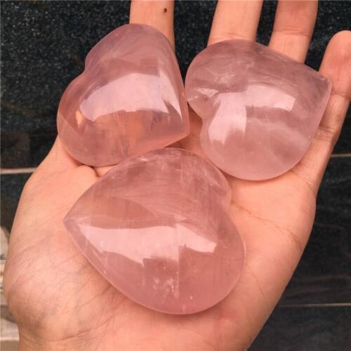 1pcs high quality natural stones and minerals pink rose quartz heart reiki healing crystals as gifts for Saint Valentines Day