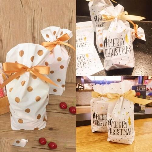 10/20/50pcs Gold Spot Christmas Tree Drawstring Packing Stocking Gift Bags Party 3 Styles 2019 Newest
