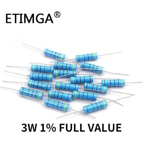 10PCS/LOT 3W 1% Metal film resistor 0.1R 0.12R 0.15R 0.18R 0.22R 0.24R 0.27R 0.3R 0.33R 0.36R 0.39R 0.43R 0.47R 0.5R 0.56R 1