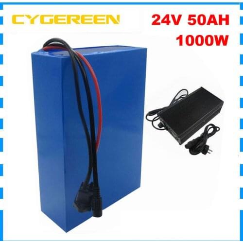 1000W 7S 24V 50AH lithium 18650 battery pack 24 Volt Ebike Bicycle battery pack with 50A BMS 5A Charger
