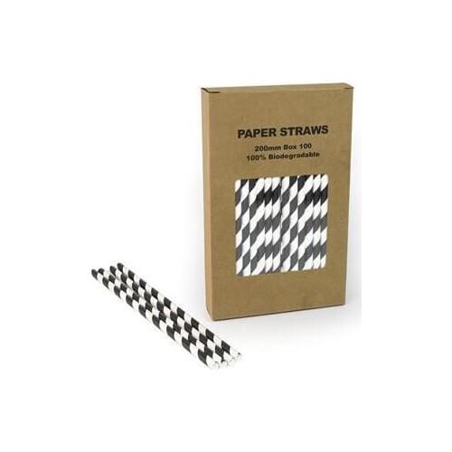1000pcsBlack and white stripe paper straw Striped Chevron Polka Dot Drinking Straws For Birthday Wedding Decorative Party
