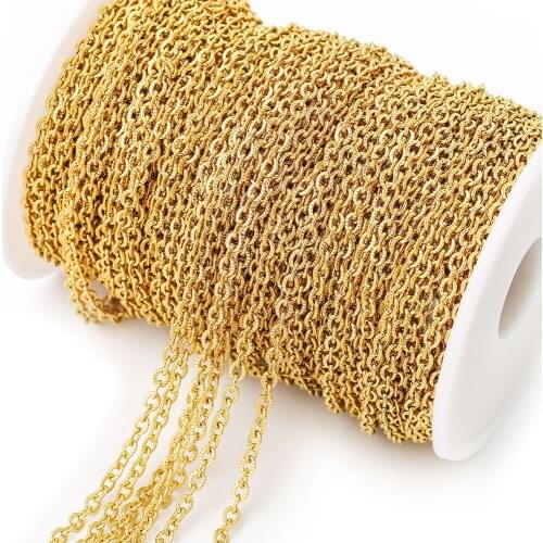 2m/lot Stainless Steel DIY Chain Embossed Flat Cable Link Finale Chains for Necklace DIY Making Supplies Wholesale Lots Bulk
