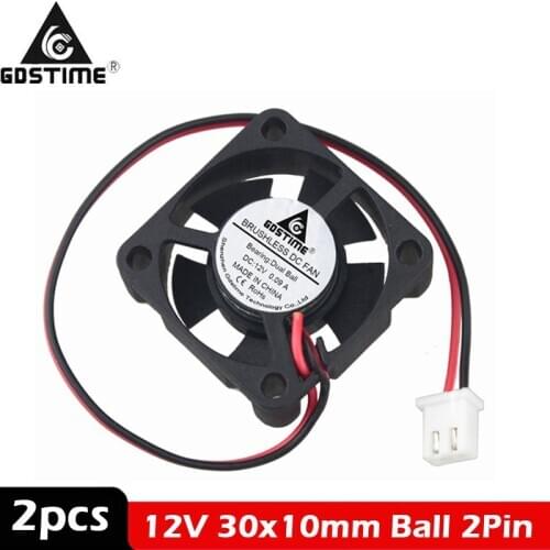 2 Pieces Lot Gdstime 3010B 30mm 30x10mm 3cm DC 12V 2Pin Ball-bearing Cooling Fan