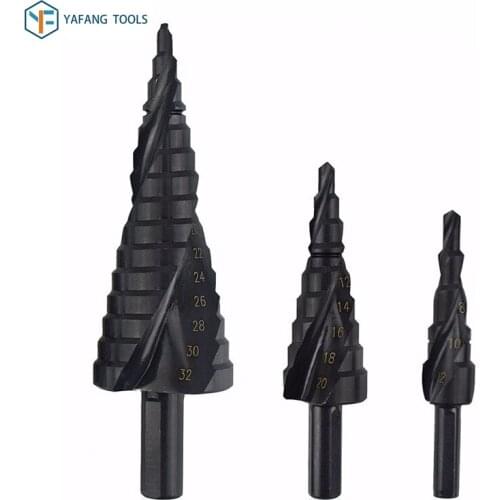 3pcs/set 4-12mm 4-20mm 4-32mm Nitrogen Treatment HSS Spiral Step Drill Bit Wood Soft Metal Plastic Hole Cutter Drilling Tools
