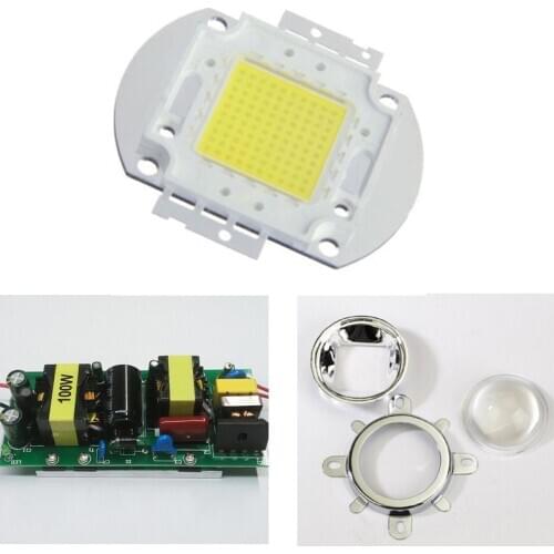 3 in 1 DIY LED Flood Spot Light 100W Integrated LED Chip + 100W LED Light Driver + 44mm Lens Reflector Bracket