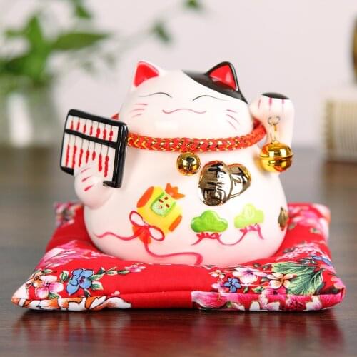 4.5 Inch Ceramic Maneki Neko Japanese Lucky Cat Coin Bank Money Box Ornately Home Decoration Ornaments Business KidsGift