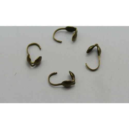 500 Bronze Tone Charlotte End Crimps Beads Tips 4mm Bottom Clamp-on