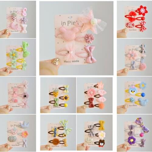 6Set/Lot=30Pcs Korean Kids Hair Clip Hair Accessories Girls Hairpin Side Clip Does Not Hurt The Princess Cloth Clip Headdress