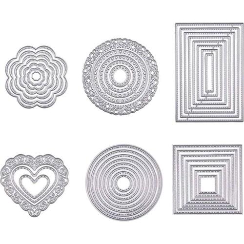 6 Sets Cutting Dies Cut Metal Scrapbooking Stencils Nesting Die for DIY Embossing Photo Album Decorative DIY Paper Cards Making