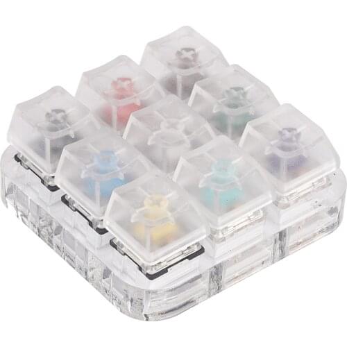 9 Keys Switches Shaft Testing Tool Switch Tester with Clear Keycaps Acrylic Frame for Mechanical Keyboards