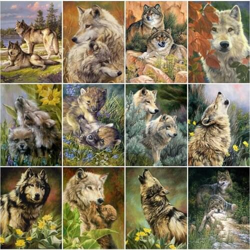 EverShine Diamond Mosaic Wolf Cross Stitch 5D Diamond Painting Animal Full Square Embroidery Picture Of Rhinestones Home Decor
