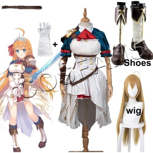 Anime!Princess Connect! Re:Dive Pecorine Sweet Princess Dress Uniform Cosplay Costume Halloween Costumes for Women Wig shoes