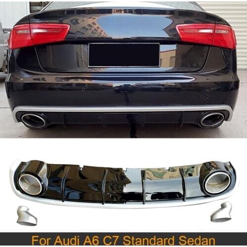 Car Rear Bumper Diffuser Lip Spoiler for Audi A6 C7 Standard Sedan 4 Door 2012 - 2016 Rear Bumper Diffuser Spoiler Non S6 RS6