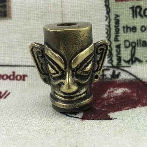 1PC Sanxingdui Bronze Statue Brass Copper EDC Paracord Beads Knife Beads Umbrella Rope Cord Necklace Bracelet Lanyard Pendants
