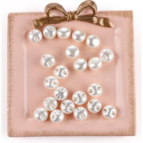 50Pcs 10mm Faux Pearls Decorative Buttons for DIY Clothing Dress Round Button Buckle Sewing Accessories Crafts Tool