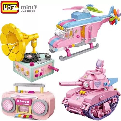LOZ MINI bloquesde ladrillo Building Blocks creative small exhibition toy heilicopter/radio/tank/Brinquedos for Kids Girl Gifts