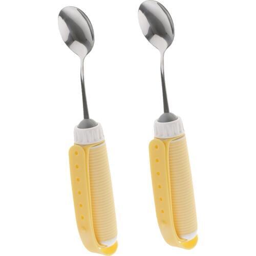 2 Pack Flexible 360 Degree Rotating Swivel Spoon Utensil Eating Aids With Portable Strap Handle For Disabled, Elders, Children