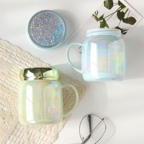 Lovely creative ins girls' large-capacity mugs for ceramic cups and lovely cups with lids