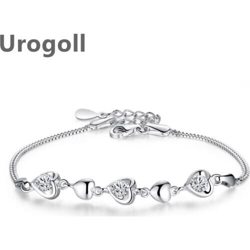 Fashion Women Bracelet 925 Sterling Silver Bracelets Love Heart Shaped Jewelry Zircon Charm Bracelets Noble Gift For Lady