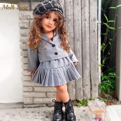 Fashion Baby Girl Formal Clothes Set Suit Jacket+Skirt 2PCS Toddler Baby High Quality Suit Blazer Jacket Thick Baby Clothes