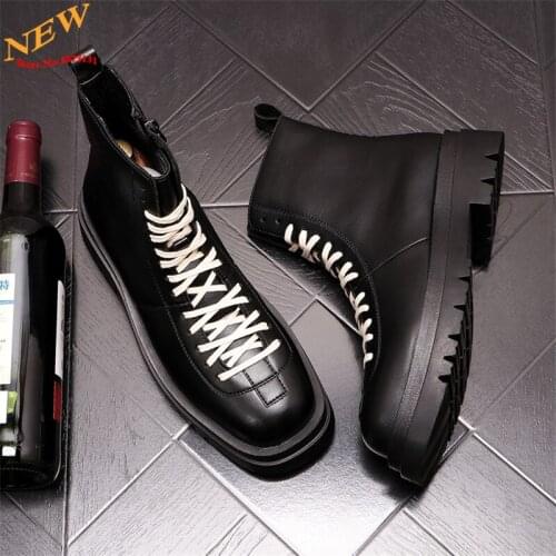 Autumn Height Increasing Shoes Men Sneakers Leather Casual Shoes Hip Hop High Tops Martin Boots