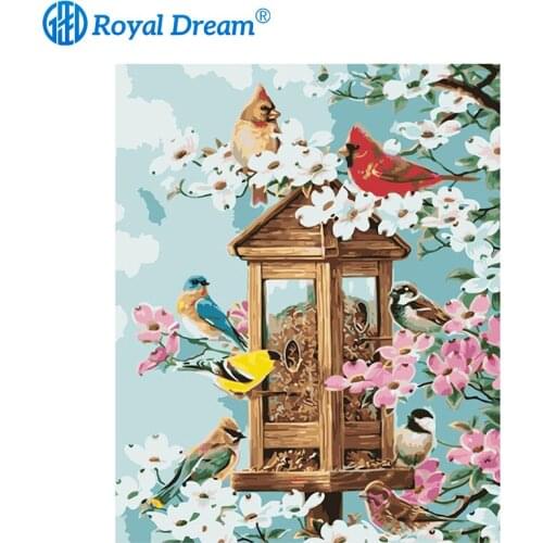 ROYALDREAM Birds And Flowerss DIY Painting By Numbers Canvas Painitng Home Wall Art Picture Coloring By Numbers For Home Decor