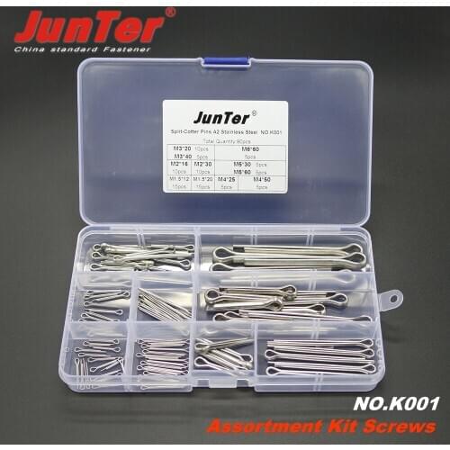 High-quality 90pcs M1.5 M2 M3 M4 M5 M6 A2 Stainless Steel Split-Cotter Pins Assortment Kit NO.K001