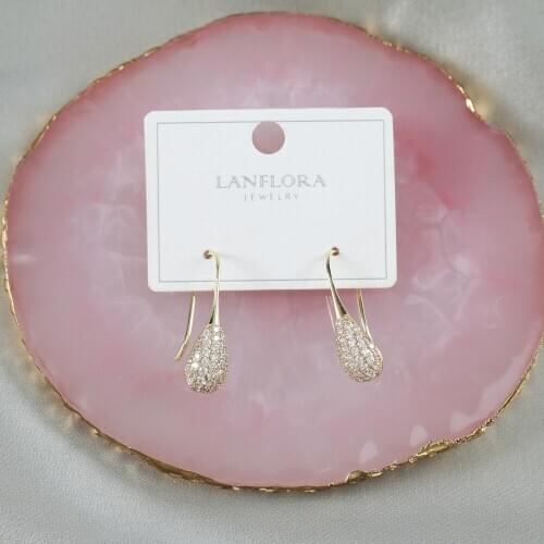 LANFLORA new fashion water drop women earrings for birthday gift copper alloy cheap factory shop earrings wholesale price