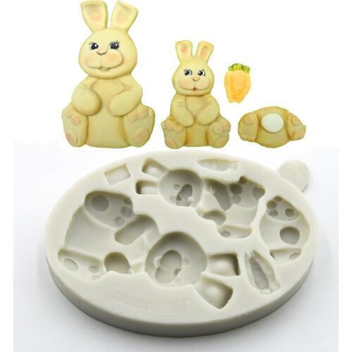 Adorable rabbits fondant Cake decoration silicone Mold carrot shape biscuit candy chocolate cookies silicone mold