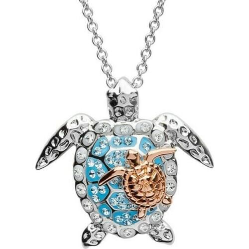 Necklaces Pendant Fashion Mother and Baby Necklace Sea Silver Color Turtle