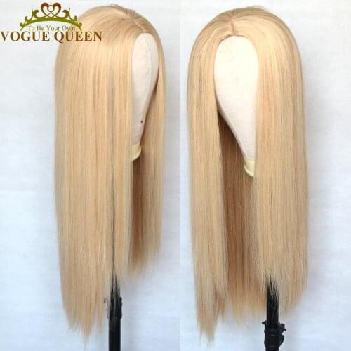 Vogue Queen Mixed Blonde Synthetic Long Straight Wig Full Machine Made Heat Resistant Fiber Daily Wearing For Women