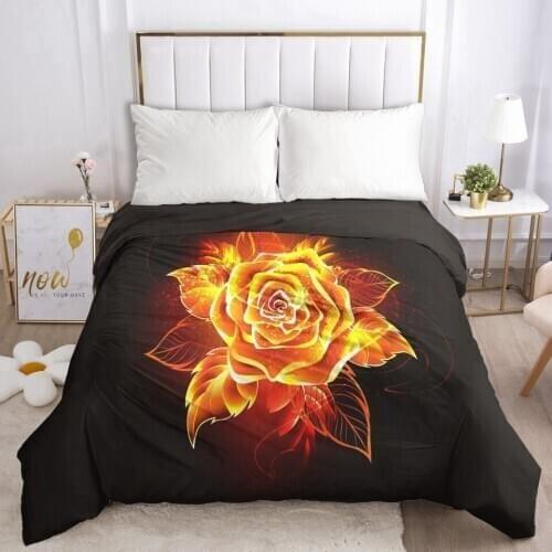 Luxury Duvet Cover with Zipper Comforter Blanket Quilt Cover 220*240 200*200 3D Fire rose Bedding for Wedding