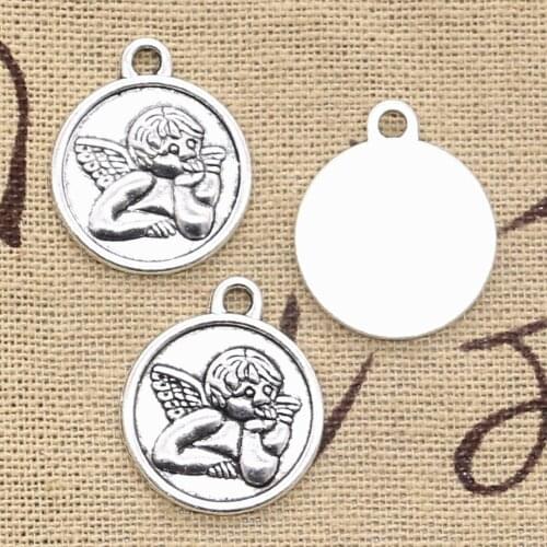 15pcs Charms Lover Angel Cupid 22x19mm Antique Bronze Silver Color Pendants DIY Crafts Making Findings Handmade Tibetan Jewelry