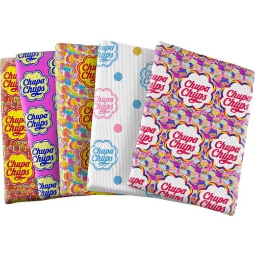 Candy Pattern Printed Polyester Bubble Cloth Chupa Chups for DIY Clothes Patchwork Fabric for Bags Tablecloth 50 * 145 Cm