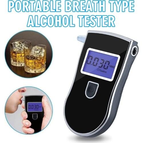Portable Breath Alcohol Analyzer Tester Breathalyzer LED Digital Detector Drunk Driving Test Tool with 5 Mouthpieces