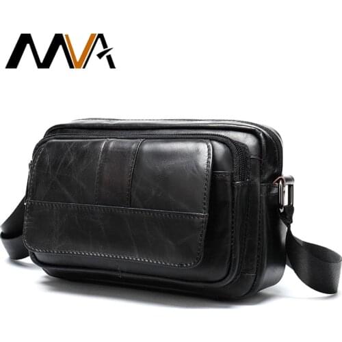 MVA Genuine Leather Casual Crossbody Mens Bags Messenger High Quality Mens One Shoulder Bag For Ipad Party Bags For Man 8923