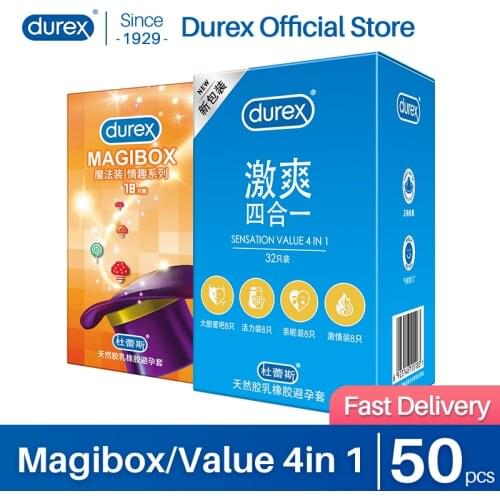 Durex 4 Style Ice Fire Condoms with Large Spike Particle Big Dotted Thread Natural Rubber Penis Sleeve Sex Toys For Men