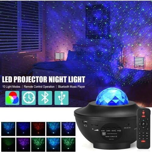 Colorful Starry Sky Projector Remote Control LED Night Light Blueteeth Music Player Voice Control USB Timer Projection Lamp