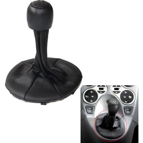 Gray Leather Car Shift Gear Knob Lever Gaitor Boot Cover For FIAT PANDA 2003-2012 / 500 500C 2007-2013