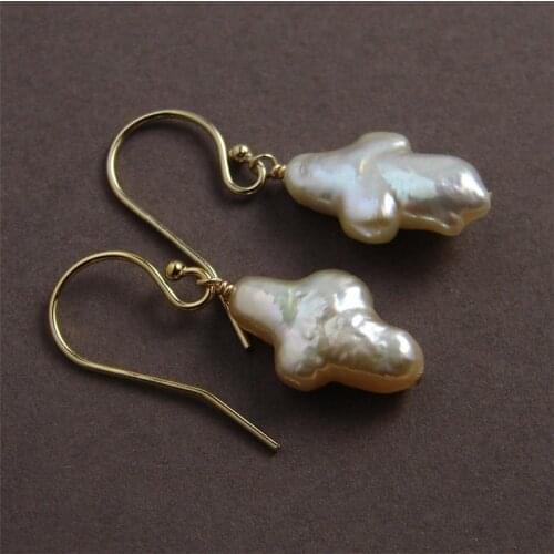 Natural Baroque Pearl Earrings 14K Gold Filled Drop Earrings Handmade Fine Jewelry Boho Oorbellen Brinco Vintage Women Jewelry